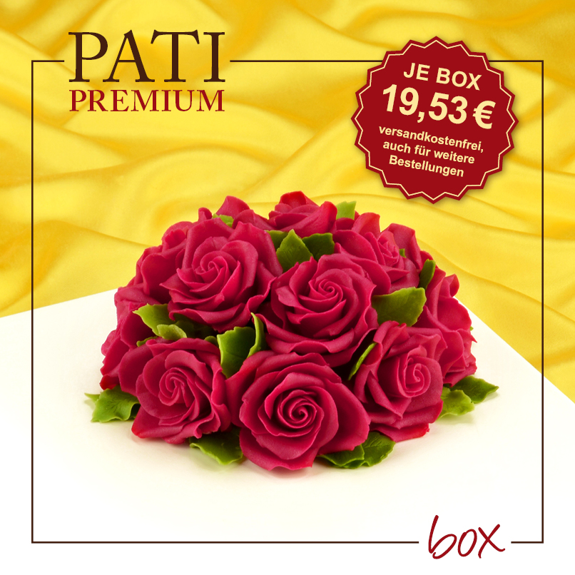 PATI-PREMIUM-BOX – Marzipan-Rosen & Blätter