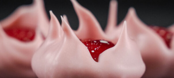 Das Bild zeigt Vulcao Pralinen aus Ruby Schokolade