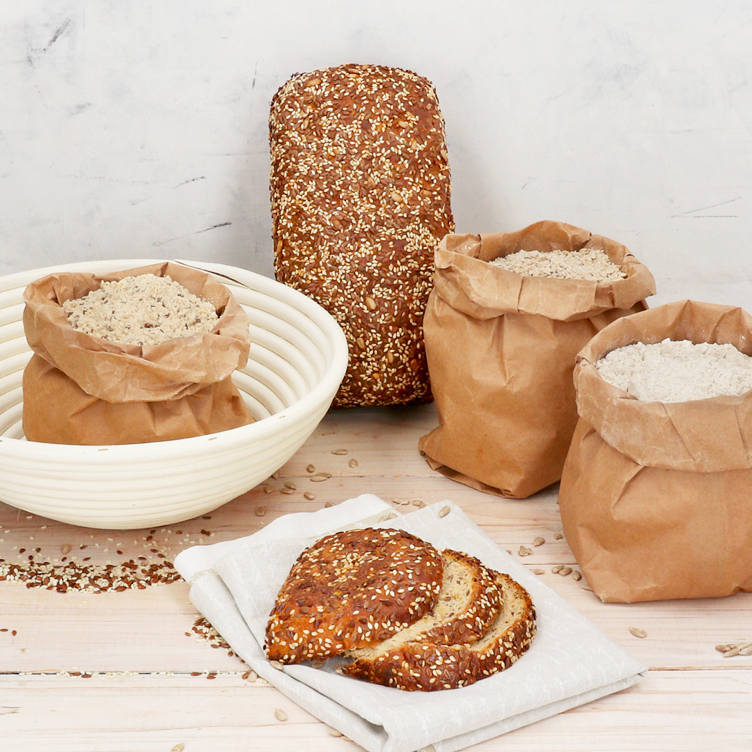 Das Bild zeigt verschiedene Brotbackmischungen des Angebotes des Monats Januar.