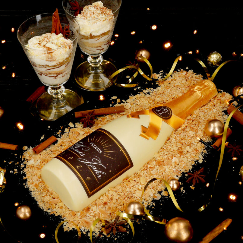 Spritzige Champagnerflaschen-Torte