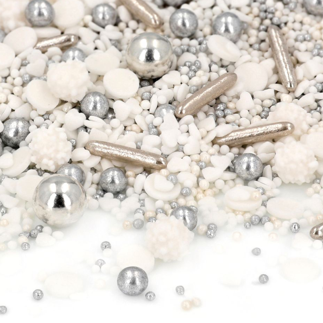 Das Bild zeigt Sprinkles in weiß und silber
