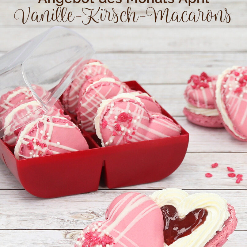 Vanille-Kirsch-Macarons Set – Angebot des Monats April